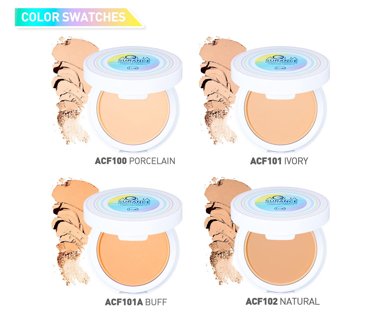 J. CAT BEAUTY Aquasurance Compact Foundation w/ Display 156pcs Display + Tester