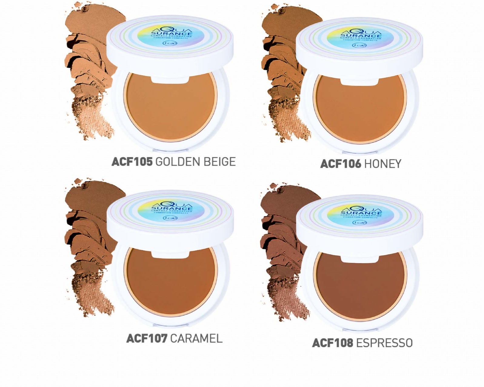 J. CAT BEAUTY Aquasurance Compact Foundation w/ Display 156pcs Display + Tester