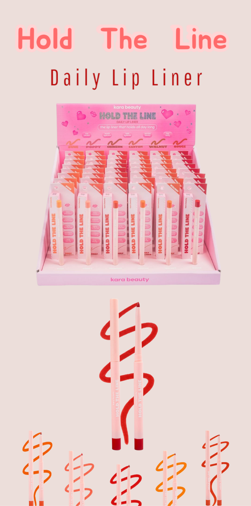 KARA BEAUTY Hold The Line Lip Liner / 48pcs Display + Tester free