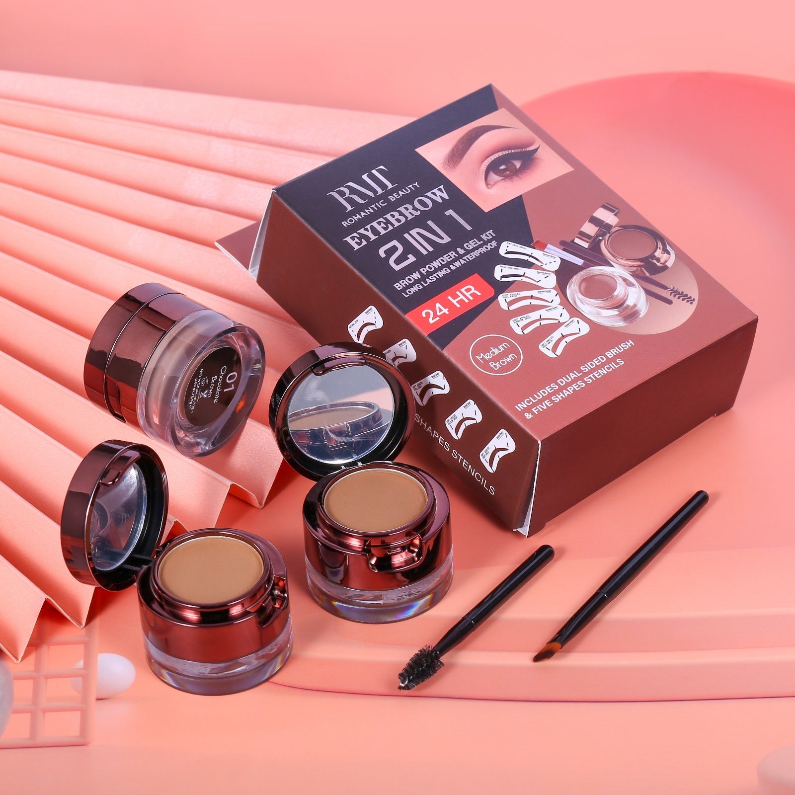 Romantic Beauty Eyebrow 2 en 1 Powder & Gel | 12pcs Display