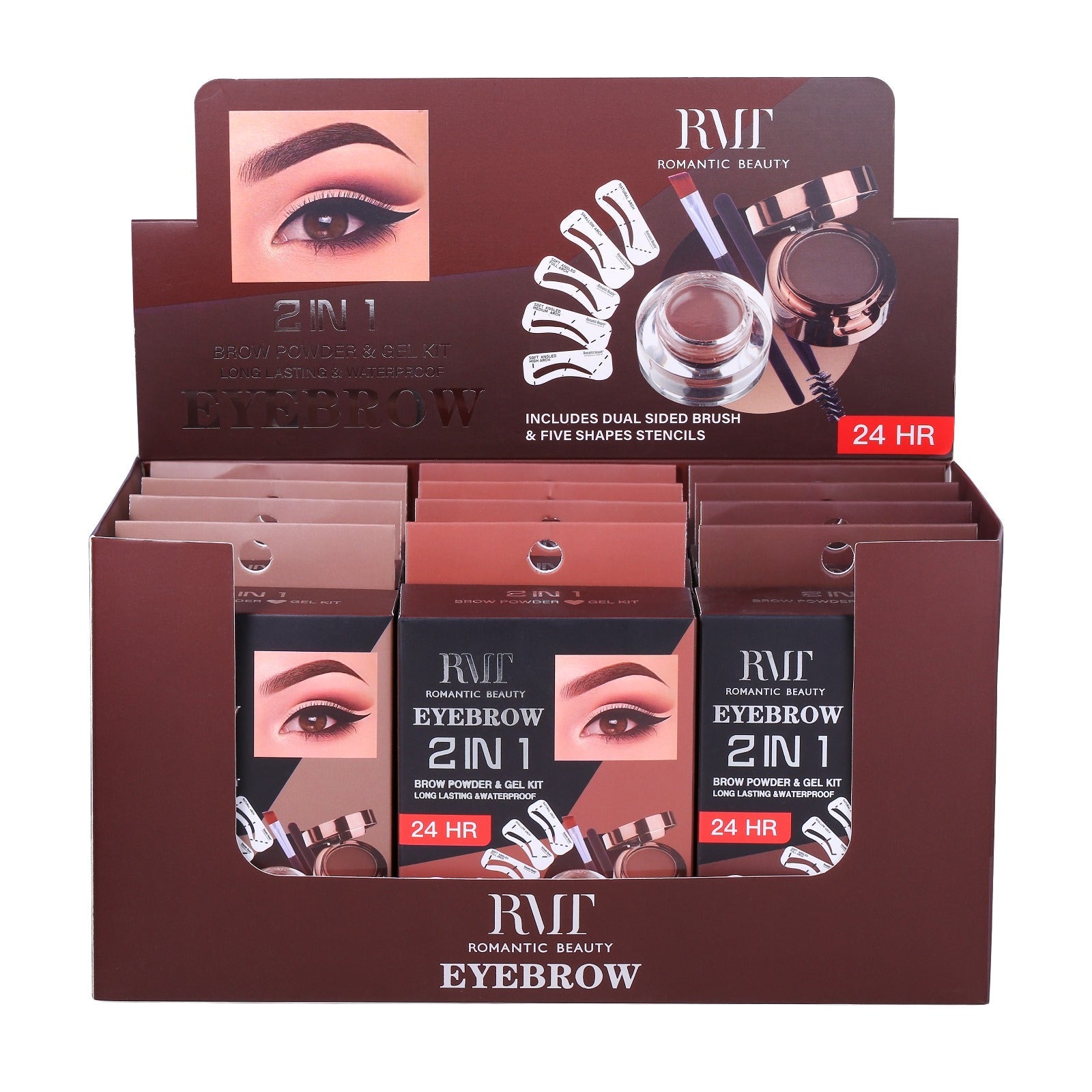 Romantic Beauty Eyebrow 2 en 1 Powder & Gel | 12pcs Display