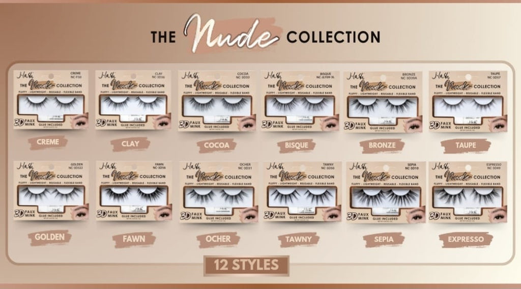 JLASH - THE NUDE COLLECTION  - 3D FAUX MINK & LASH GLUE - SET A / 36PCS DISPLAY