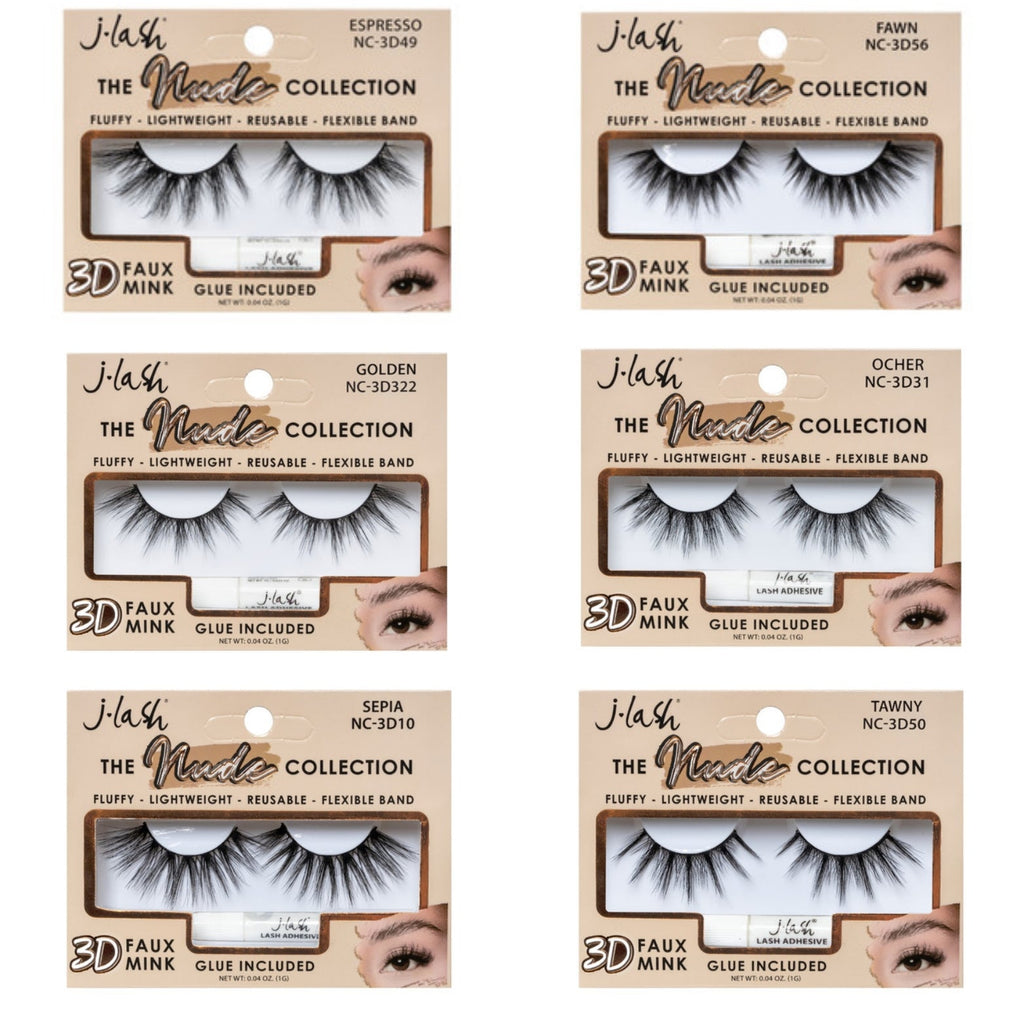 JLASH - THE NUDE COLLECTION  - 3D FAUX MINK & LASH GLUE - SET B / 36PCS DISPLAY