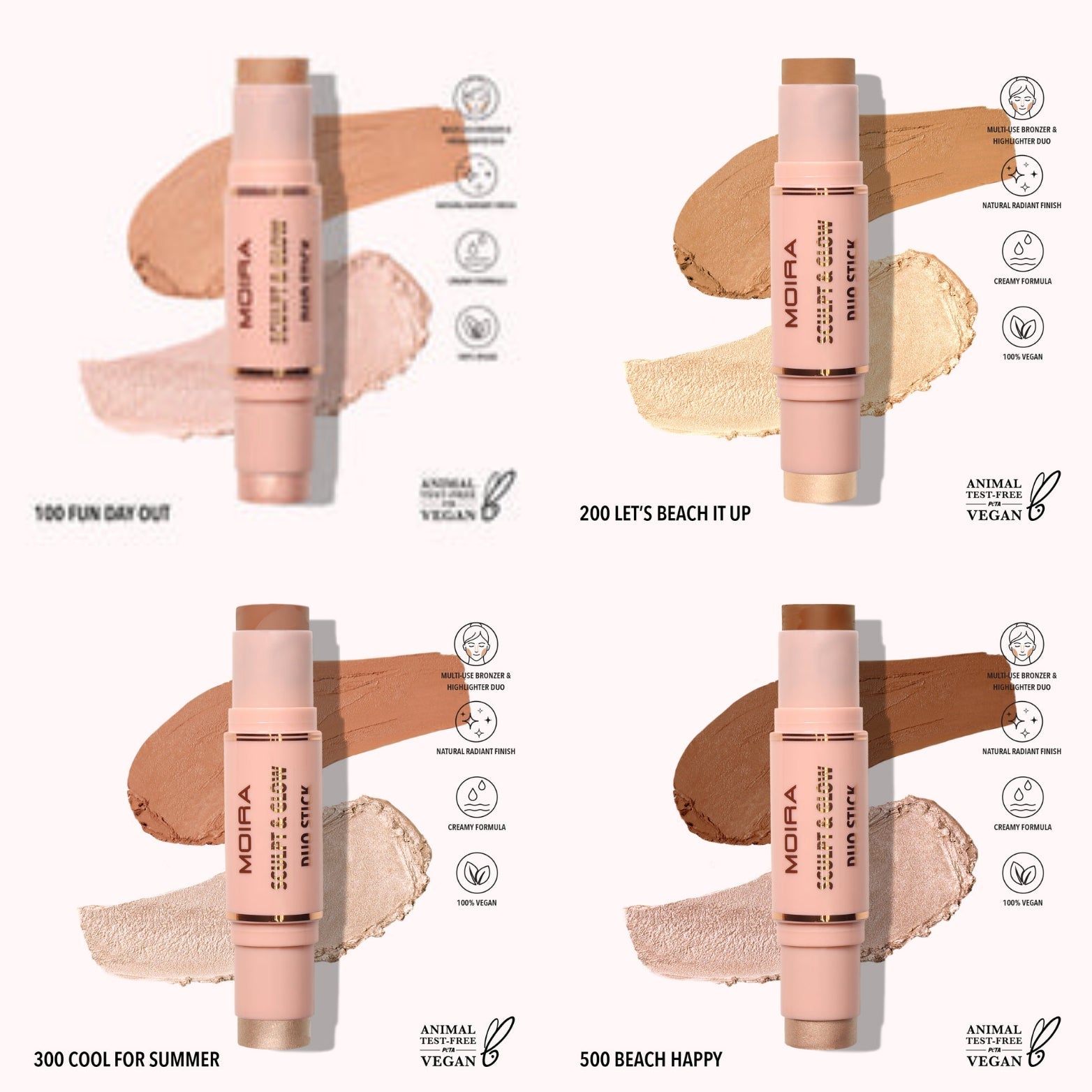 MOIRA Face sculpt Liquid Contour & Sculpt & Glow Duo Stick w/Display 36pcs Display + Tester