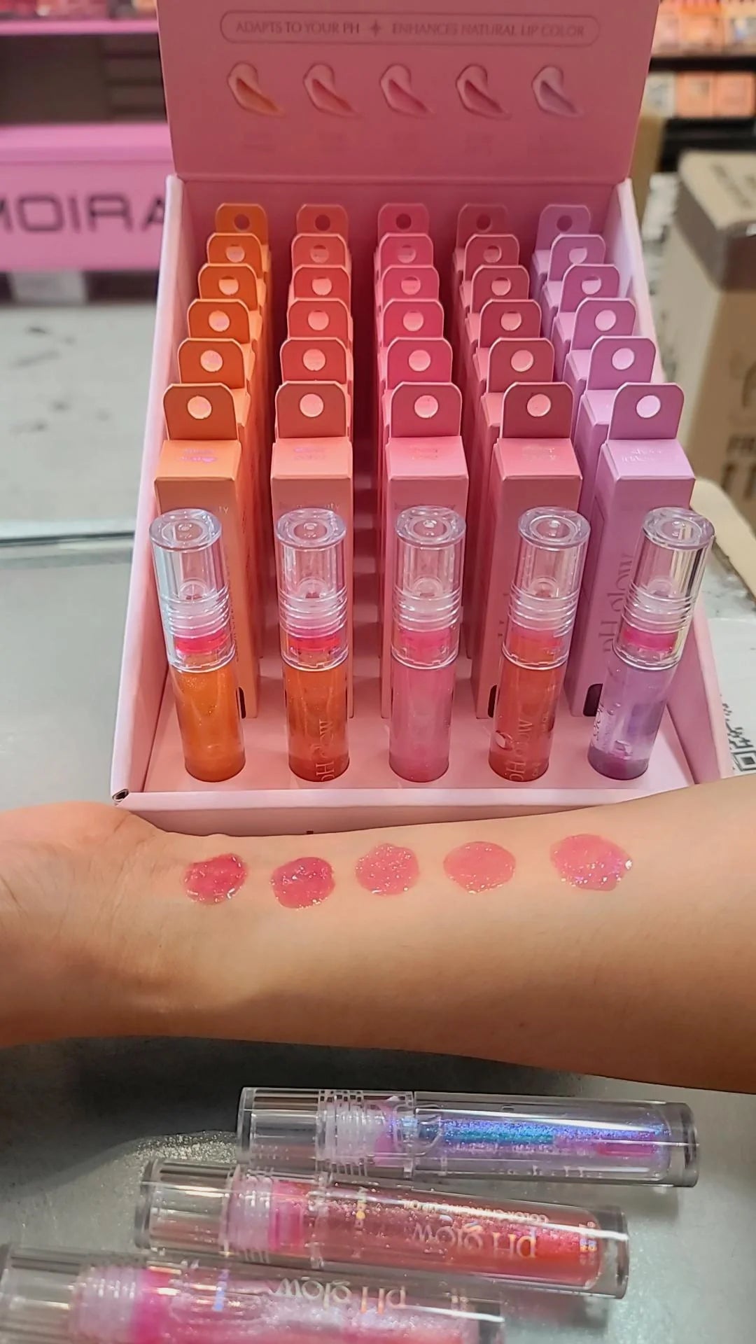 KARA BEAUTY Ph Glow Color-Changing Lip Oil | 30pcs Display + tester