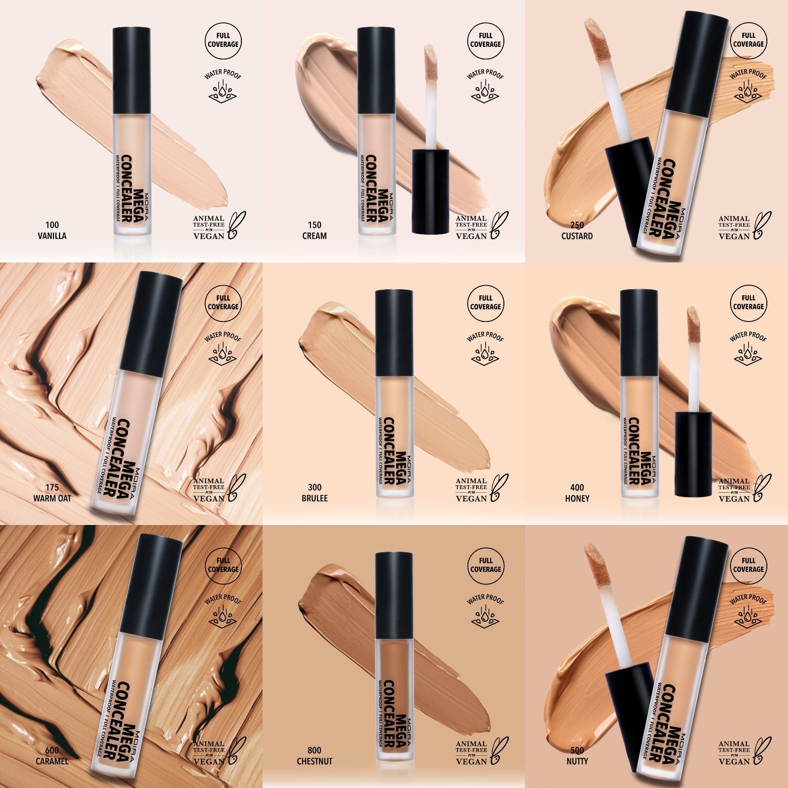 MOIRA Mega Waterproof Concealer w/ Display 36pcs Dispay + Tester