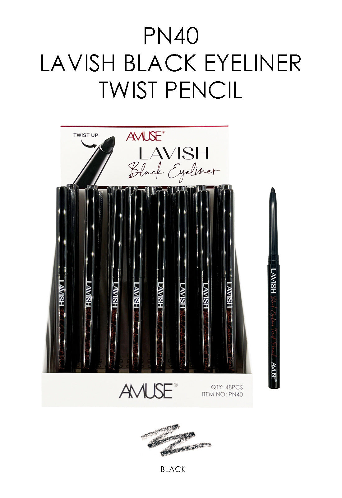 AMUSE Lavish Black Eyeliner #PN40 | 48pcs Display