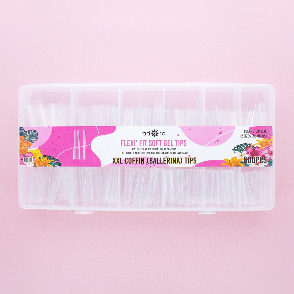 ADORO Flexi' Fit Soft Gel Tips XXL Coffin (BAMBOO) 600pcs Tips