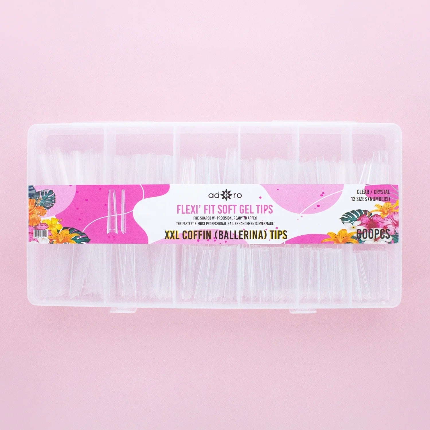 ADORO Flexi' Fit Soft Gel Tips XXL Coffin (BAMBOO) 600pcs Tips