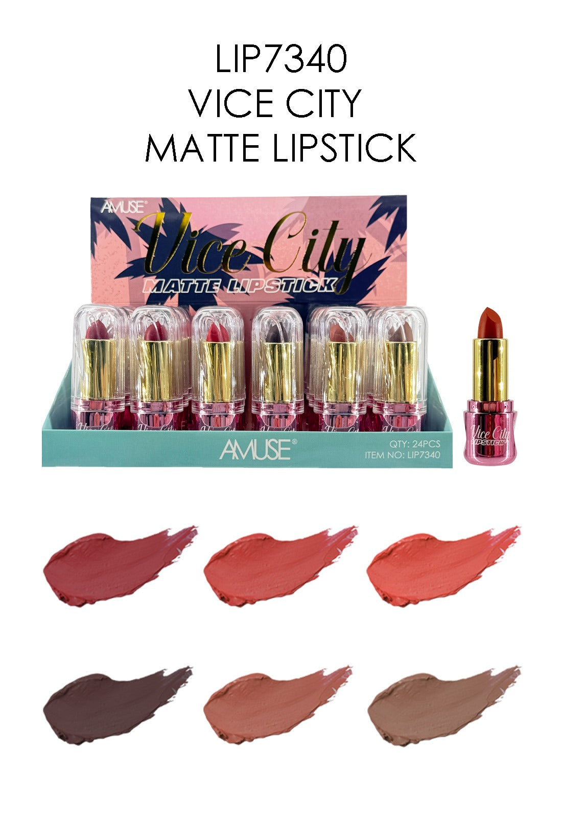 AMUSE COSMETIC Vice City Lipstick #LIP7340 | 24pcs Display