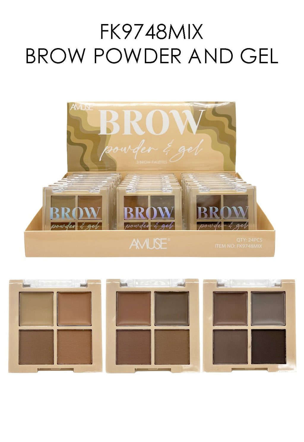 AMUSE COSMETIC Brow Powder And Gel #FK9748MIX | 24pcs Display