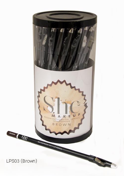 She Makeup - Wooden Waterproof Eye & Lip Pencil With Sharpener -  Brown / 72pcs Jar