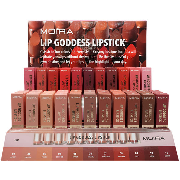 MOIRA Lip Goddess Lipstick #GDLSET w/ Display 66pcs Display + Tester