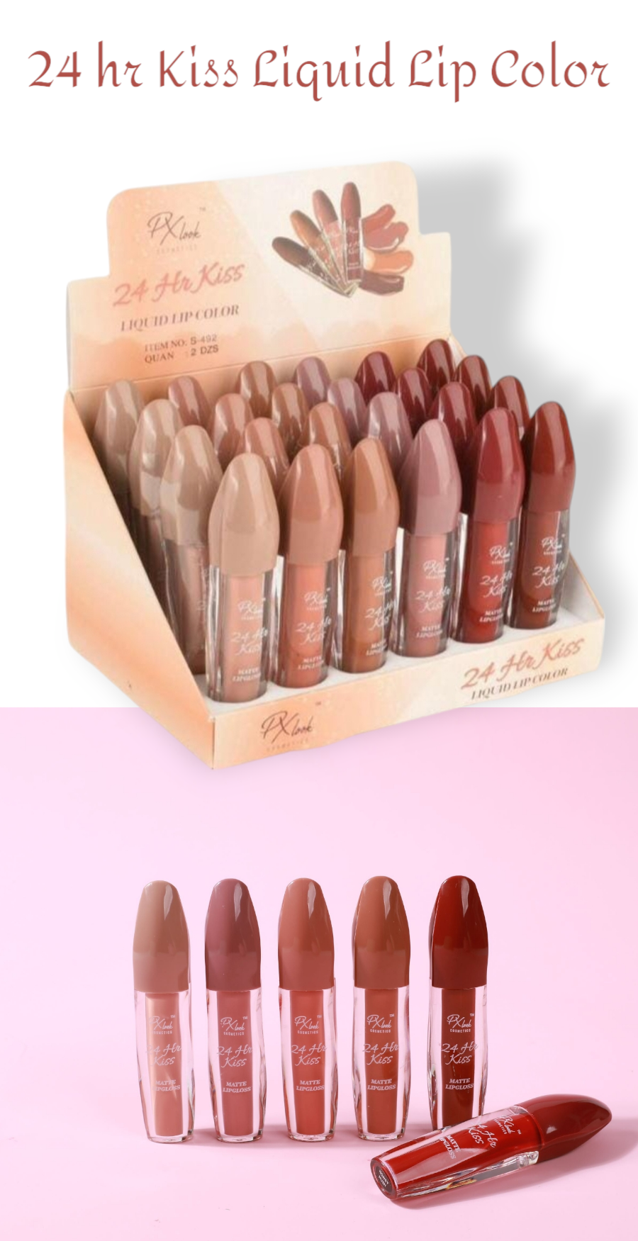 PX LOOK 24hr Kiss Liquid Lip Color #S-492 | 24pcs Box