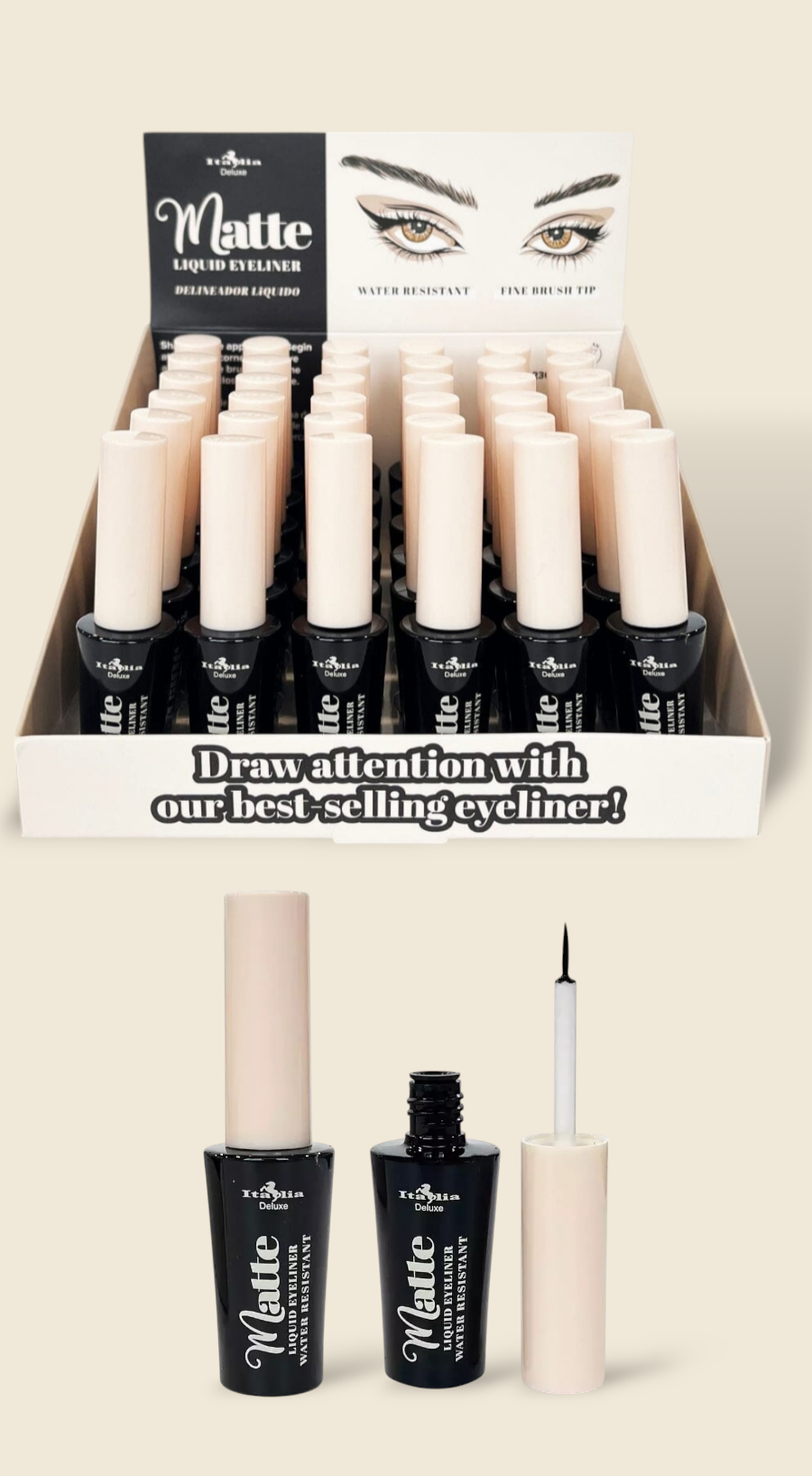 ITALIA DELUXE Matte Liquid Eyeliner  #2309 / 36pcs Display