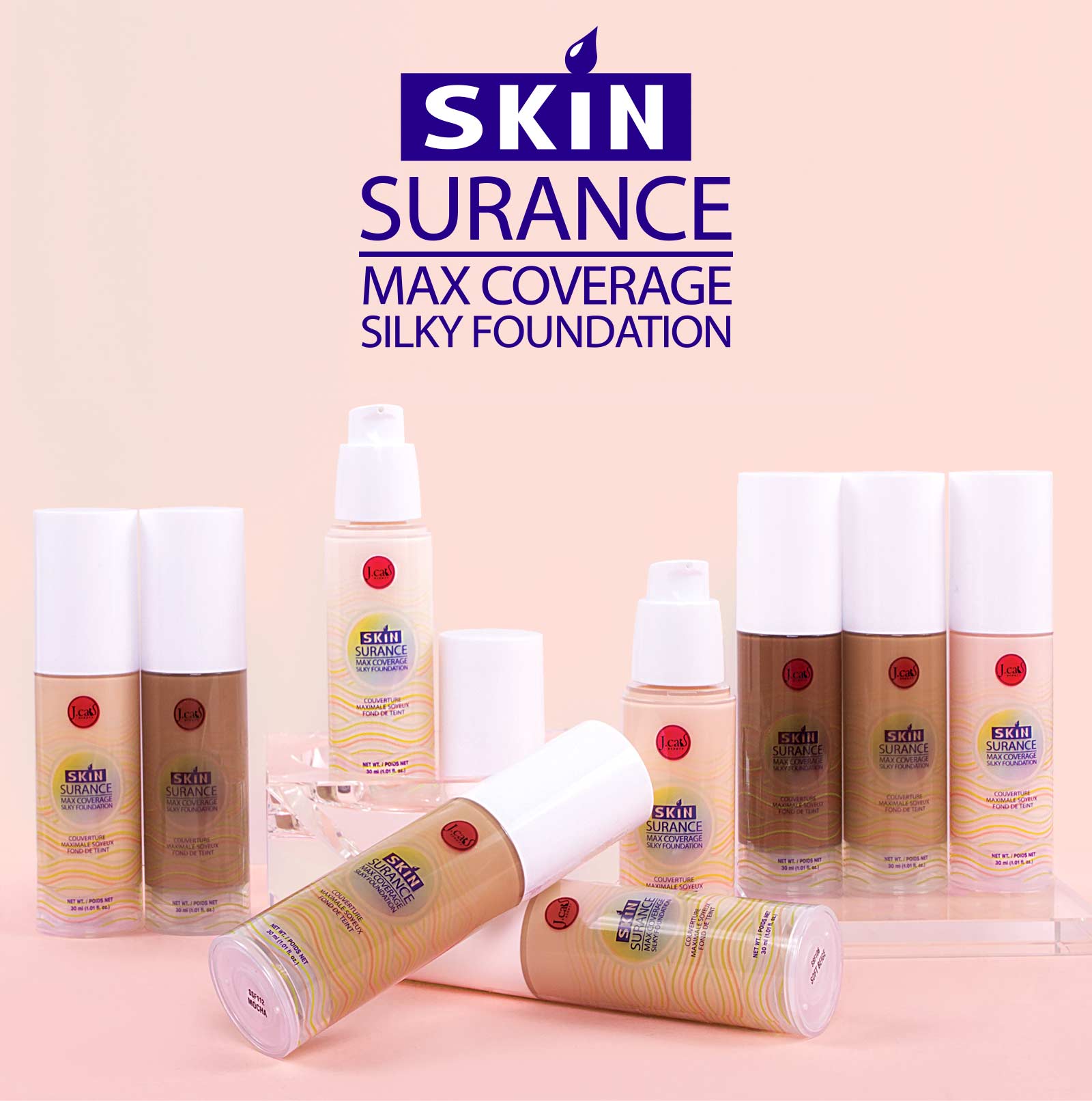 J. CAT BEAUTY SkinSurance Max Coverage Silky Foundation #SSF | Refills