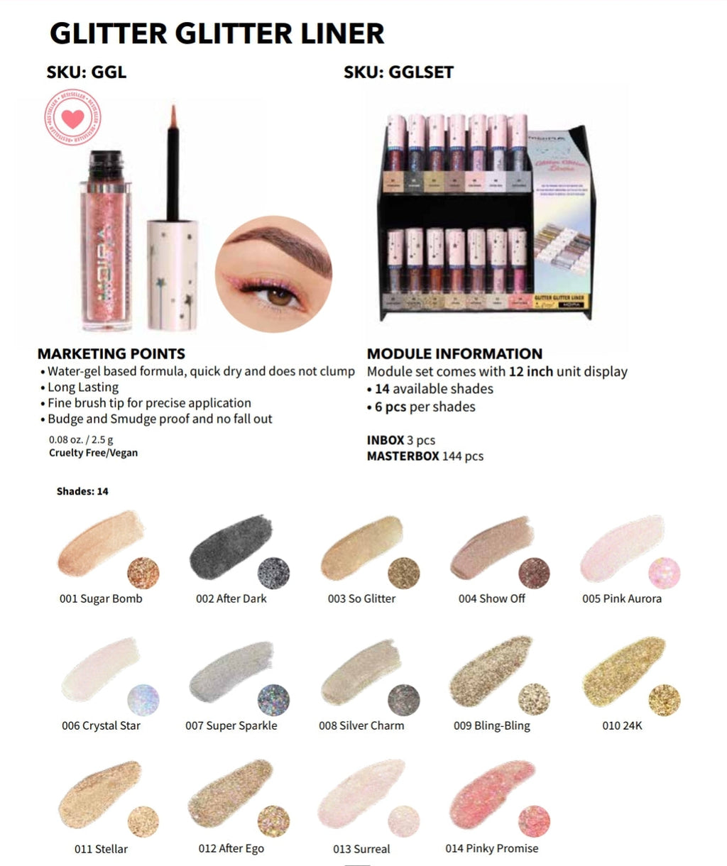 MOIRA  Glitter Glitter Liner w/Display 84pcs Display + tester