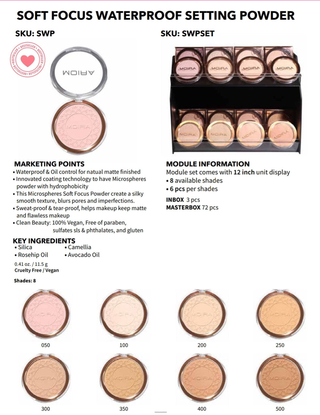 MOIRA Soft Focus Waterproof Setting Powder Set SWPSET W/Display