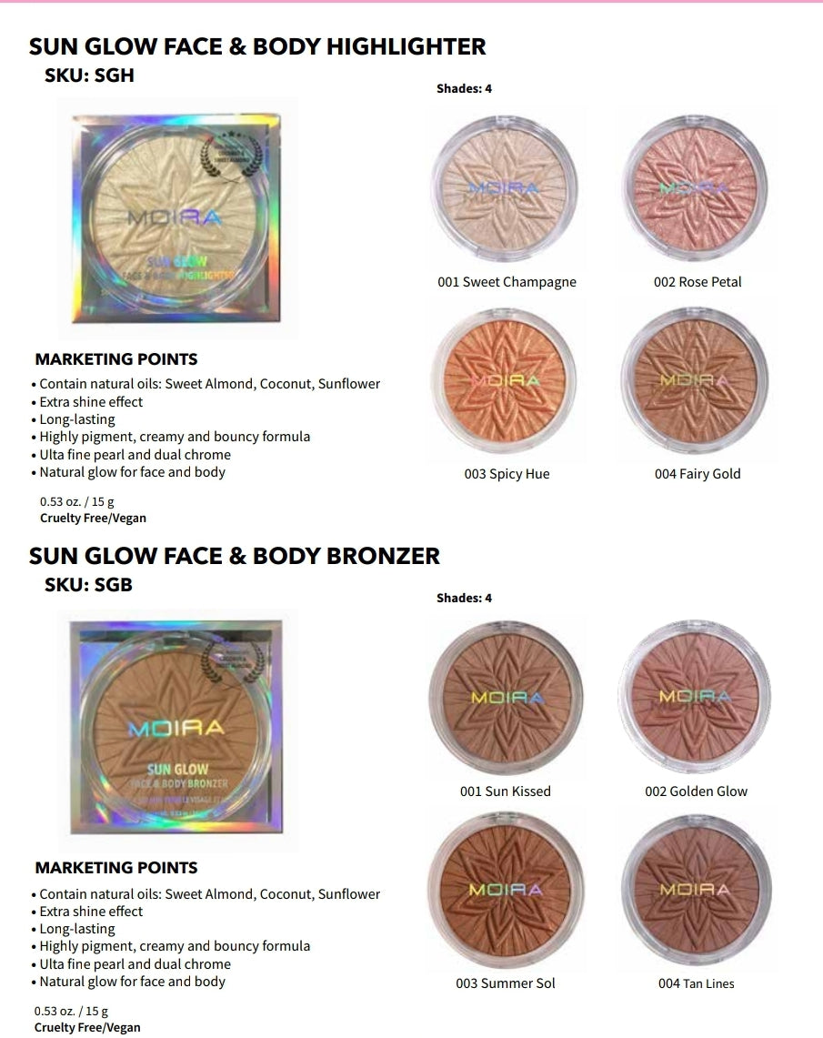 Moira - Sun Glow Face & Body Highlighter/ Bronzer