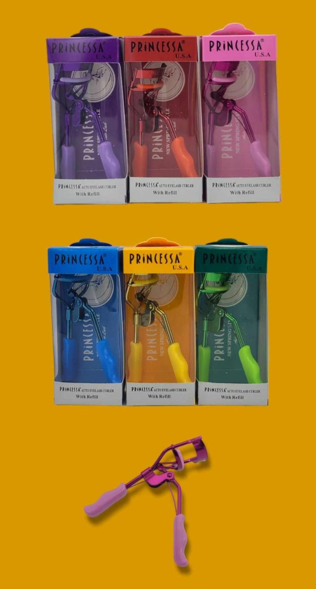 PRINCESSA Auto Eyelash Curler With Refill #810G / 12Pcs Box