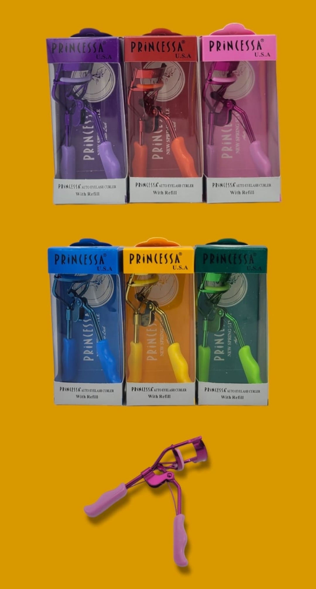 PRINCESSA Auto Eyelash Curler With Refill #810G / 12Pcs Box