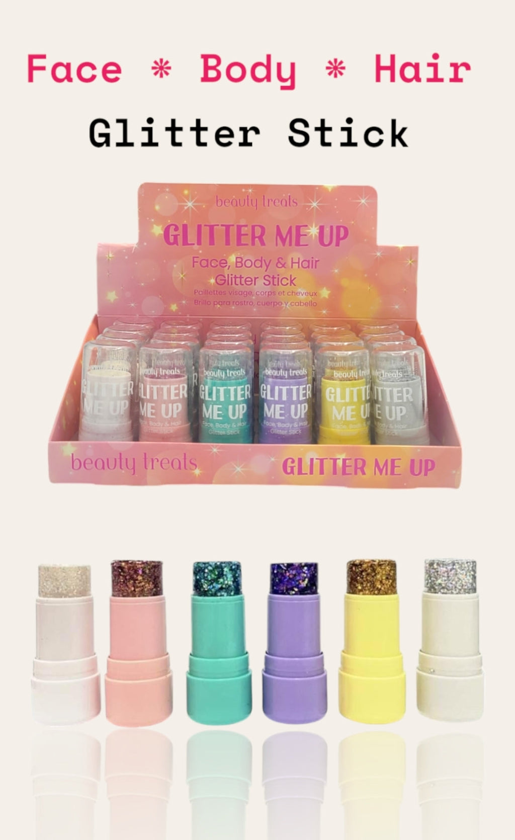 BEAUTY TREATS Glitter Me Up - Face-Body & Hair Glitter Stick #221 / 24Pcs Display