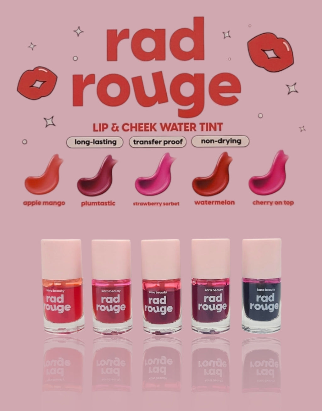 KARA BEAUTY Rad Rouge Lip & Cheek Tint | 40pcs Display + Tester
