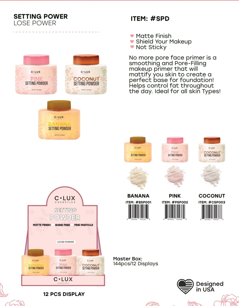 CLUX Setting Powder Loose Powder #CSP | 12pcs Display