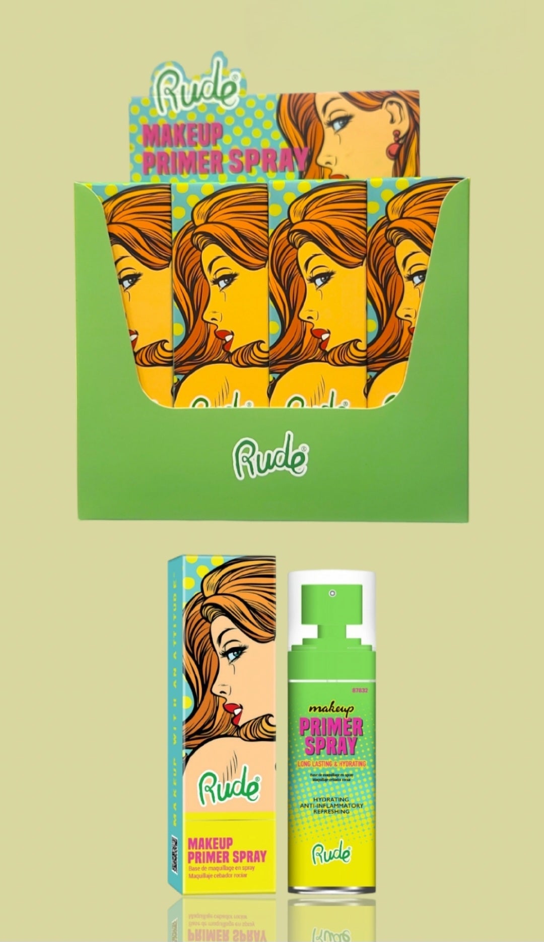RUDE Makeup Primer Spray #87832 | 12pcs Display