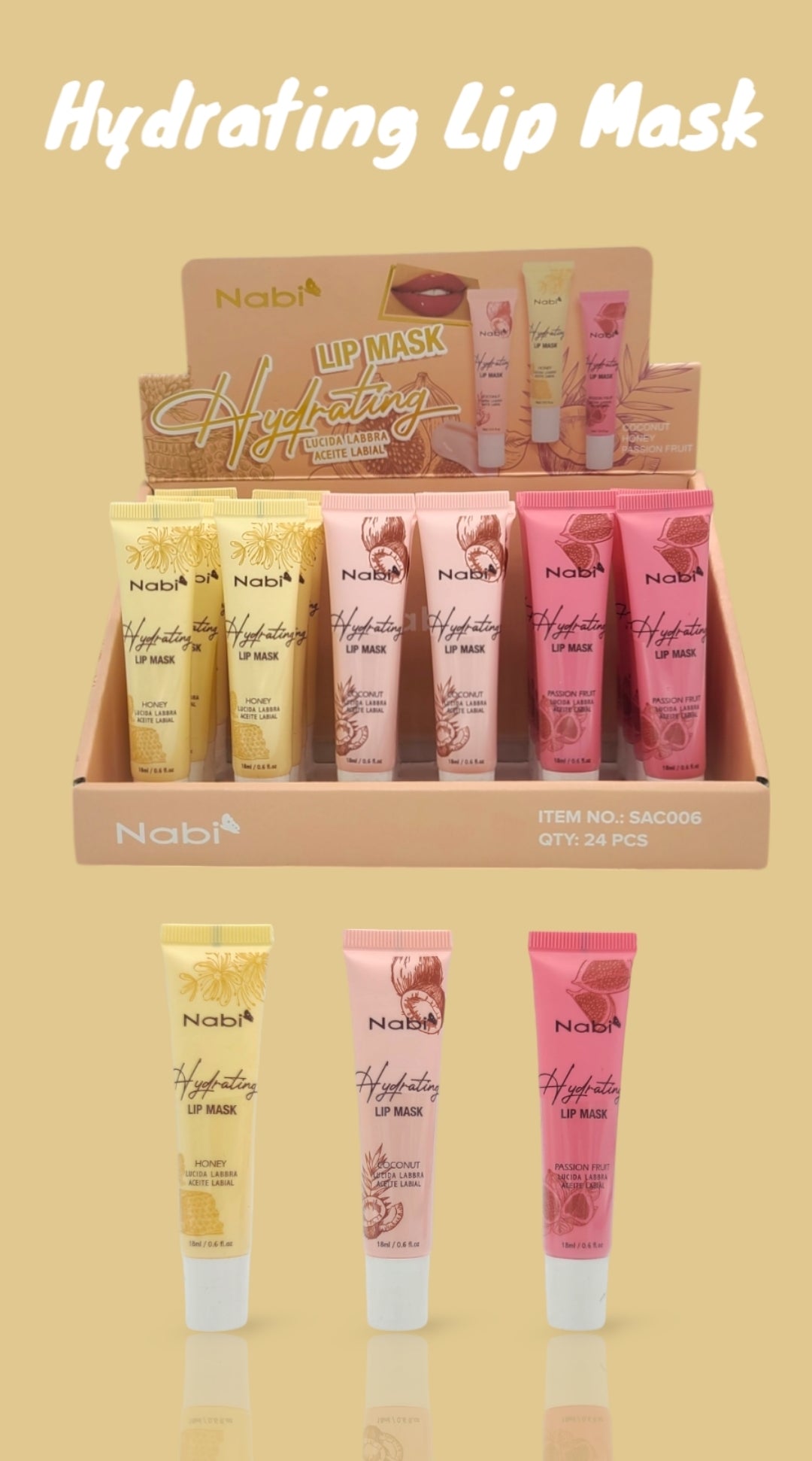 NABI Hydrating Lip Mask #SAC006 | 24pcs Display