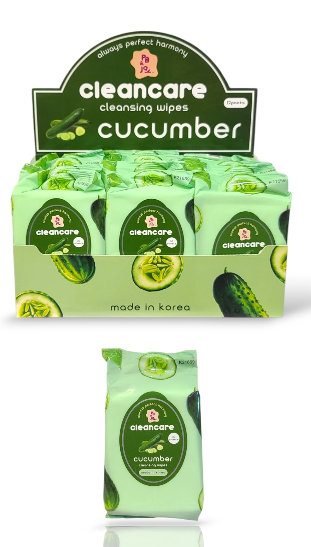 PB&JAY Cleansing Wipes Cucumber | 12   packs Display