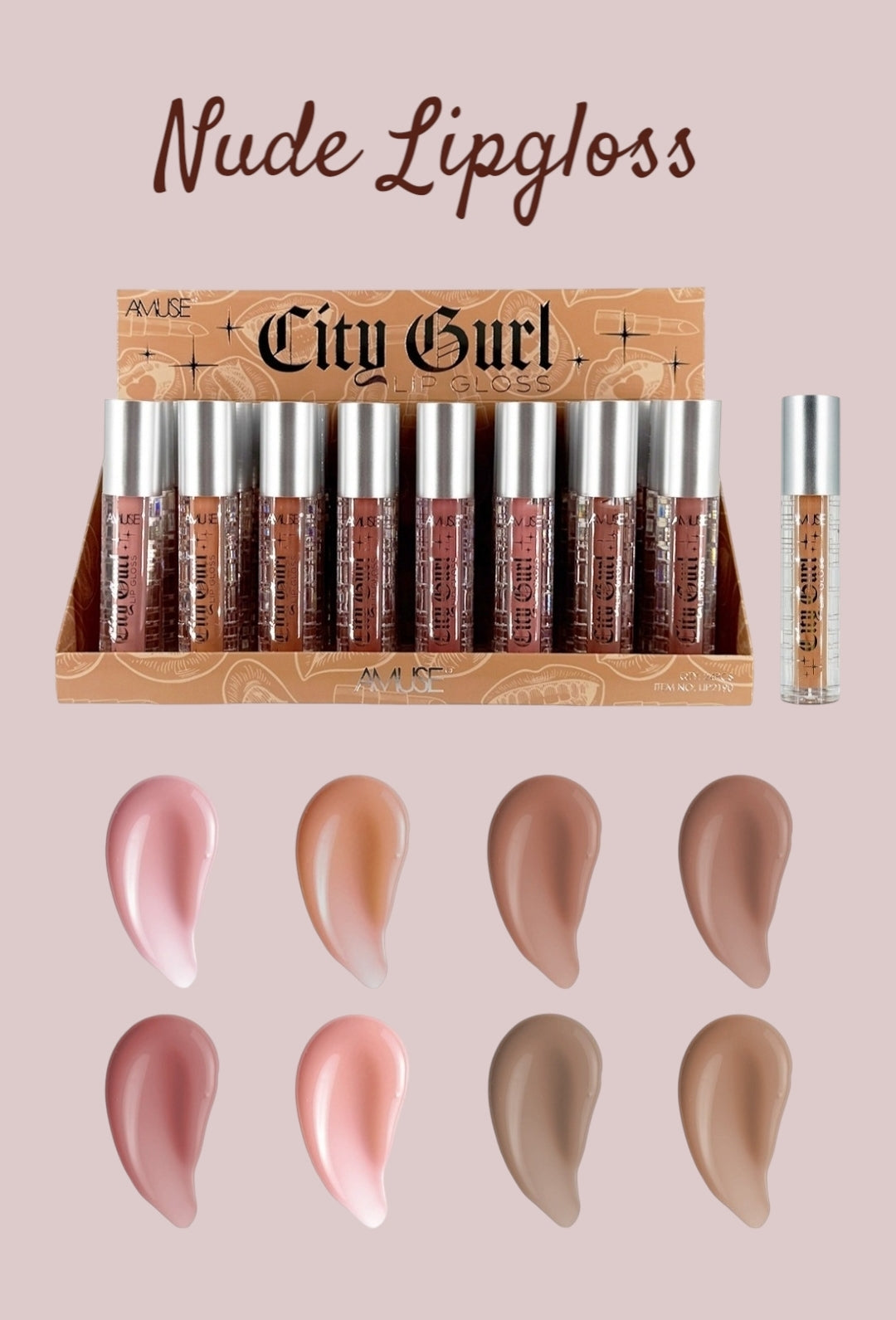 AMUSE COSMETIC City Gurl Lip Gloss #LIP2190 | 24pcs Display