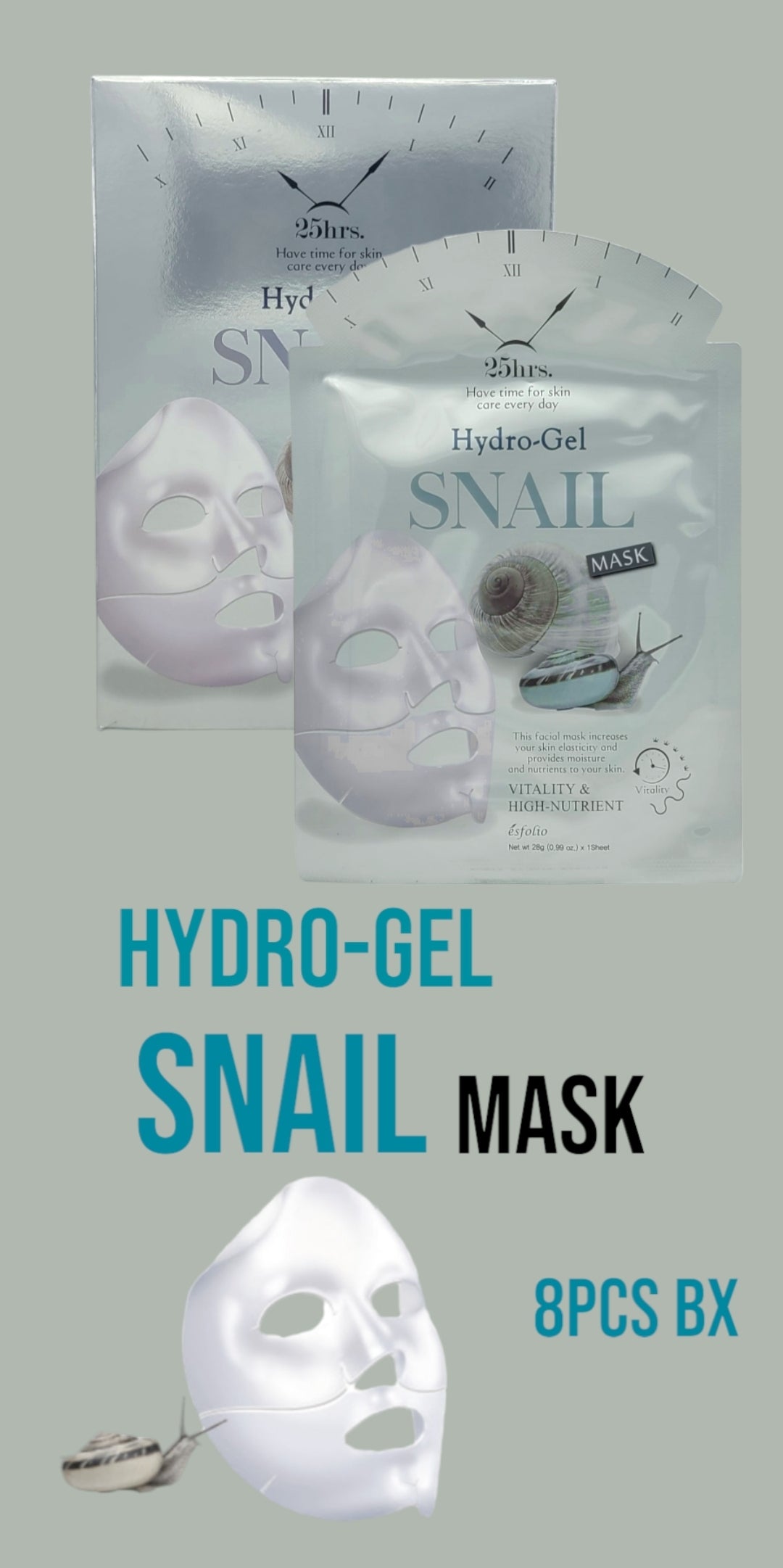 ESFOLIO Hydro-Gel Snail Mask 8pcs Pack