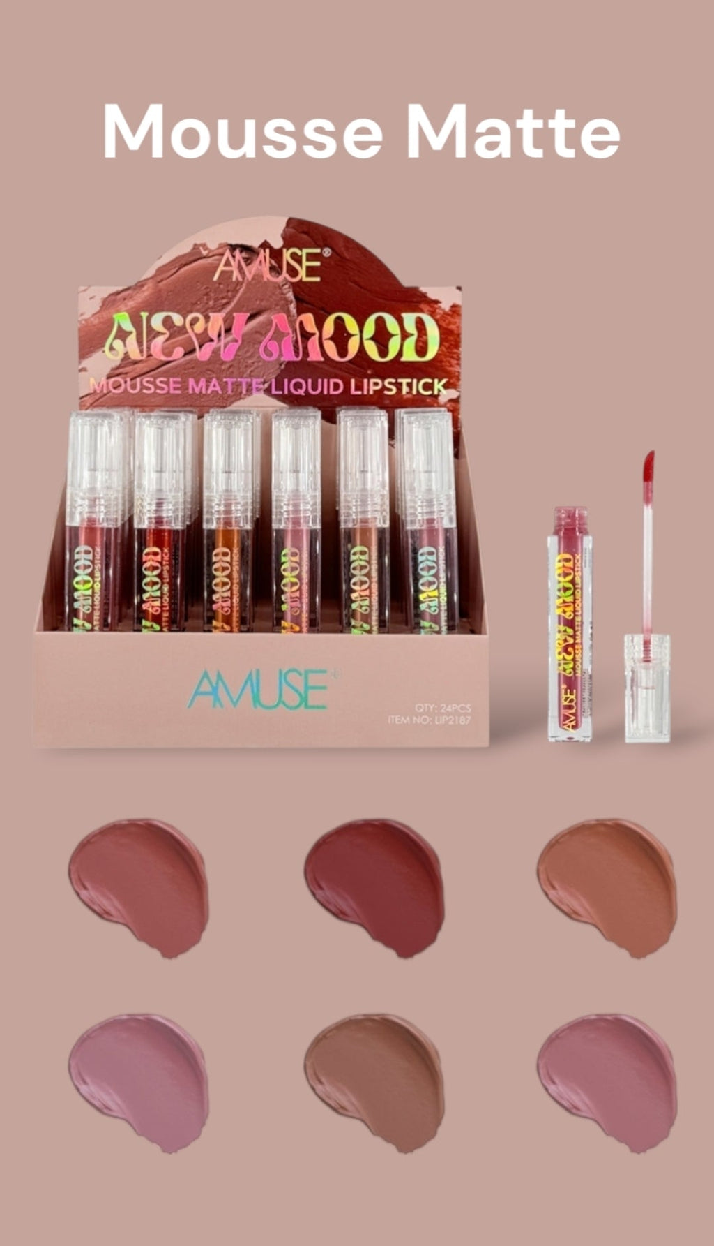 AMUSE New Mood Mousse Matte Liquid Lipstick #LIP2187 | 24pcs Display