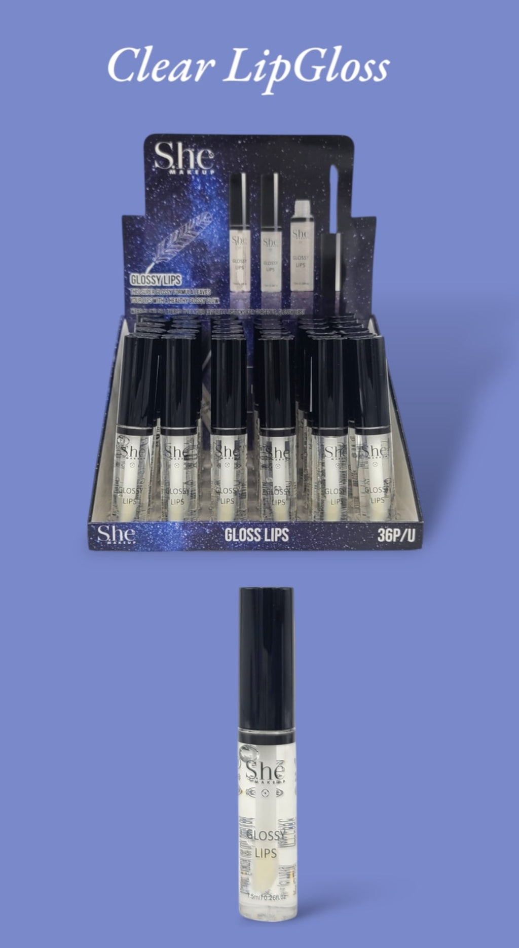 She Makeup Glossy Lips #LG05 36pcs Display