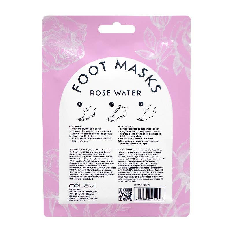 CELAVI Foot Masks Rose Water | 24 pack Display
