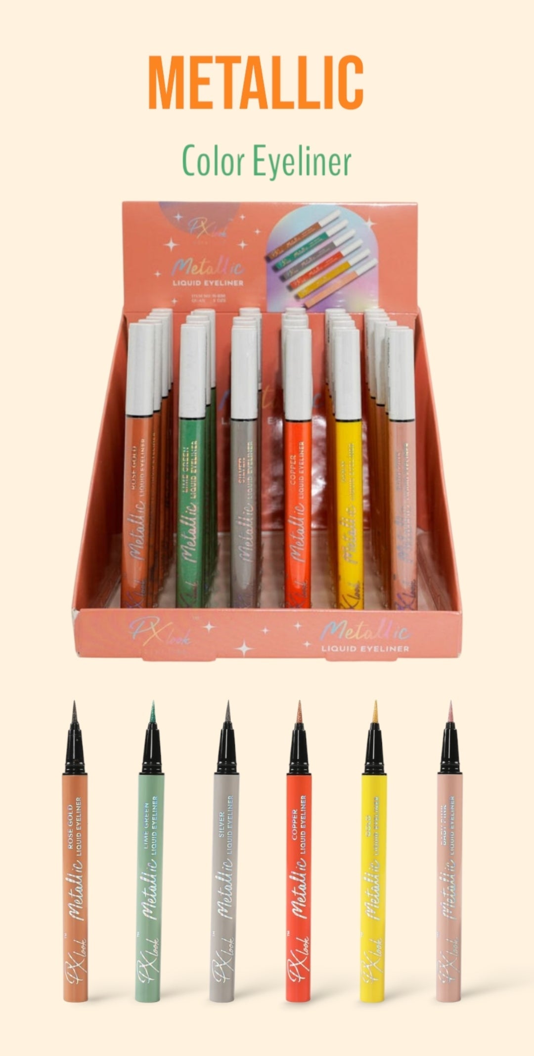 Px Look Color Metallic Liquid Eyeliner | 36pcs Display