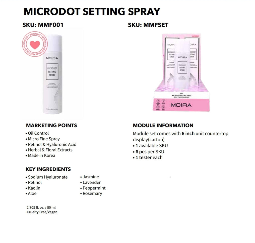 MOIRA Microdot Setting Spray MMFSET w/Display  6pcs Display  + Tester
