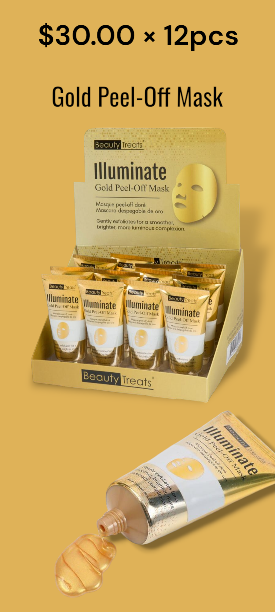 BEAUTY TREATS Illuminate Gold Peel-Off Mask / 12pcs Display