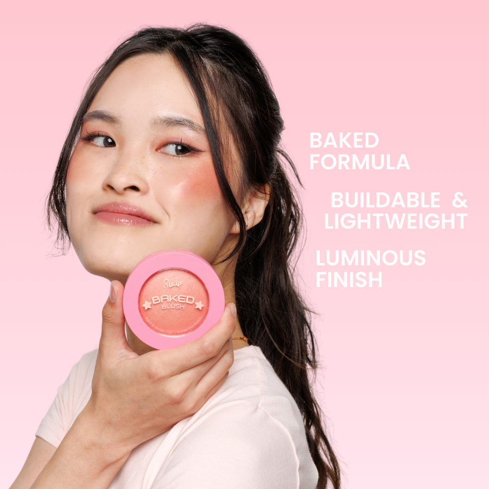RUDE COSMETIC Baked Blush w/Display / 72pcs + Tester