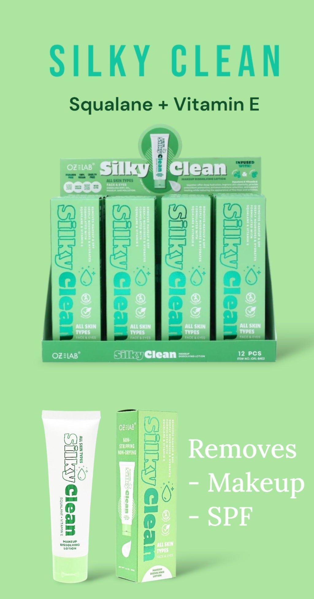 OZ LAB Silky Clean Makeup Dissolving Lotion / 12pcs Display