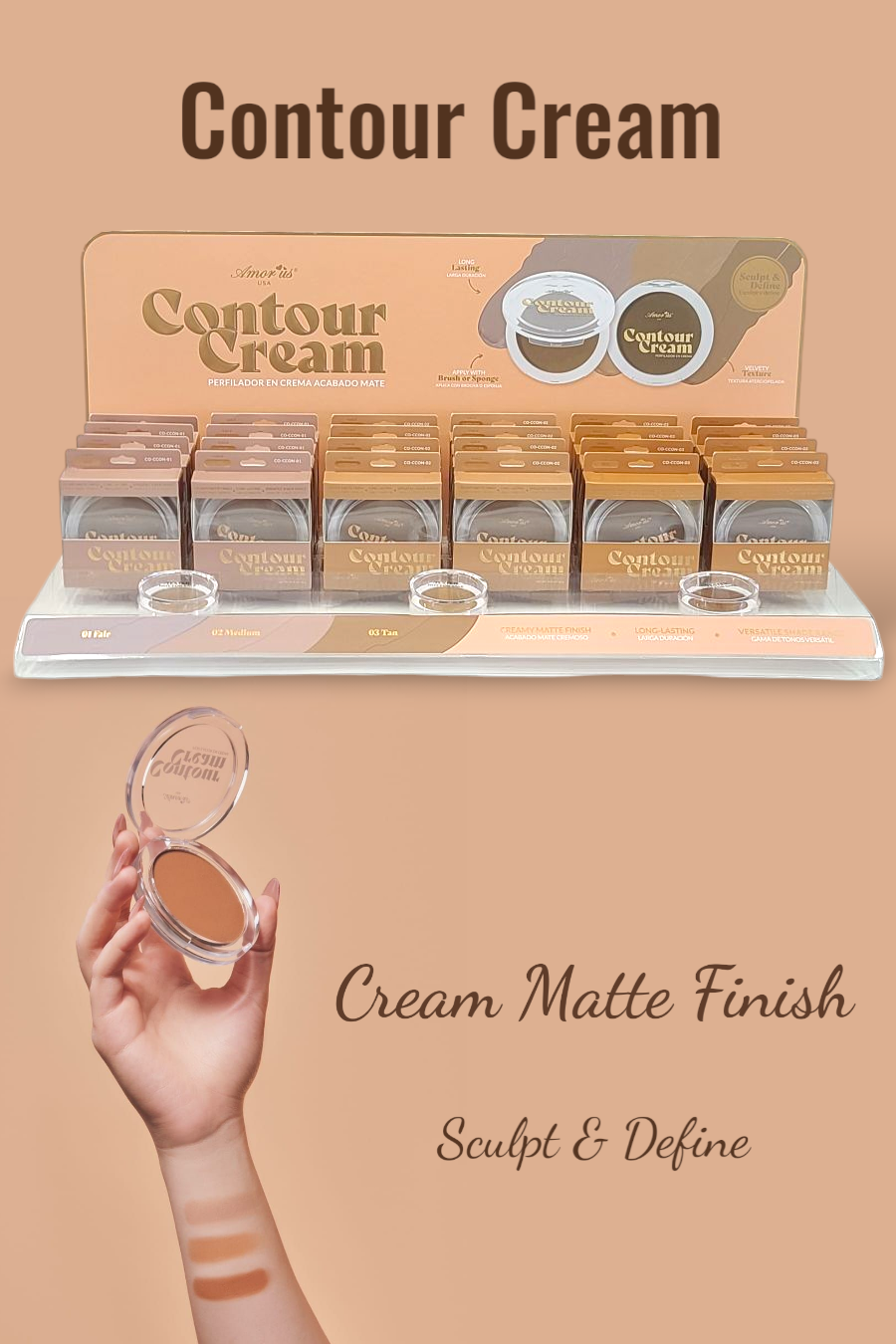 AMORUS Contour Cream Matte Finish 24pcs Display + Tester