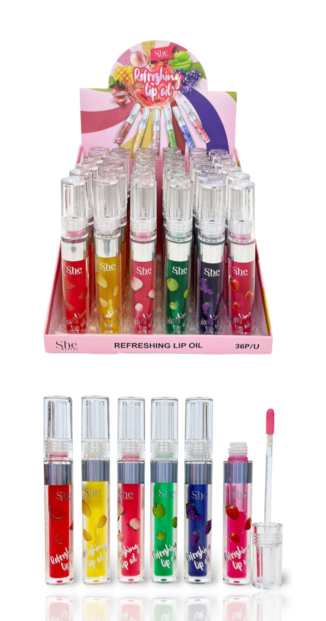 SHE MAKEUP Refreshing Lip Oil / 36pcs Display