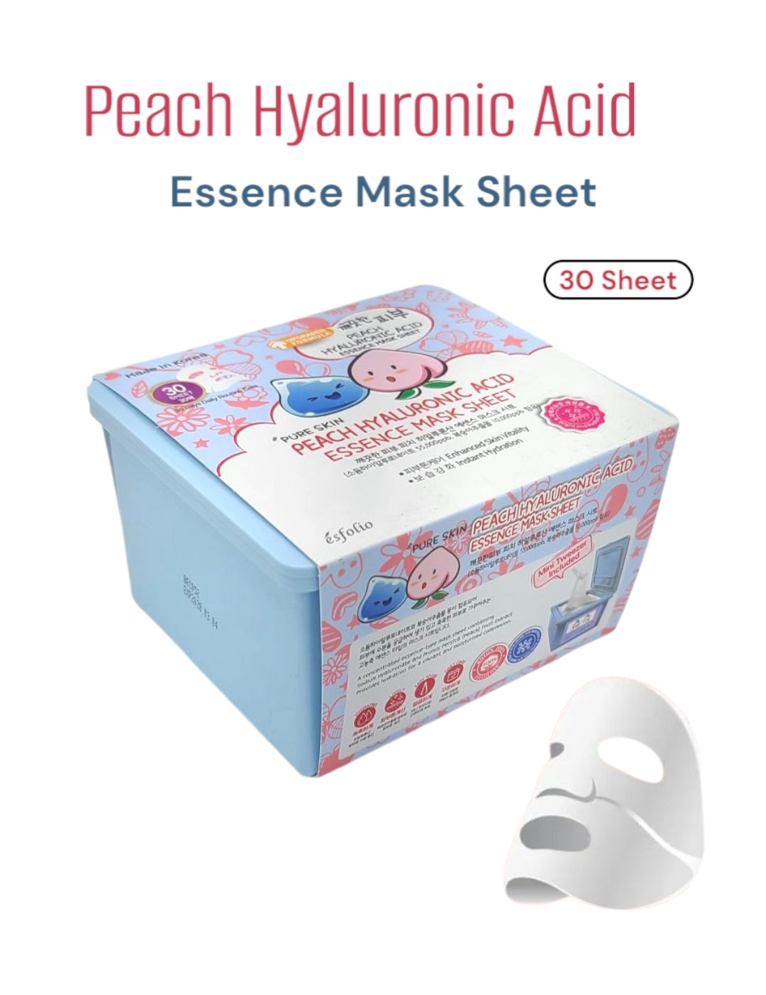 ESFOLIO Peach Hyaluronic Acid Essence Mask Sheet