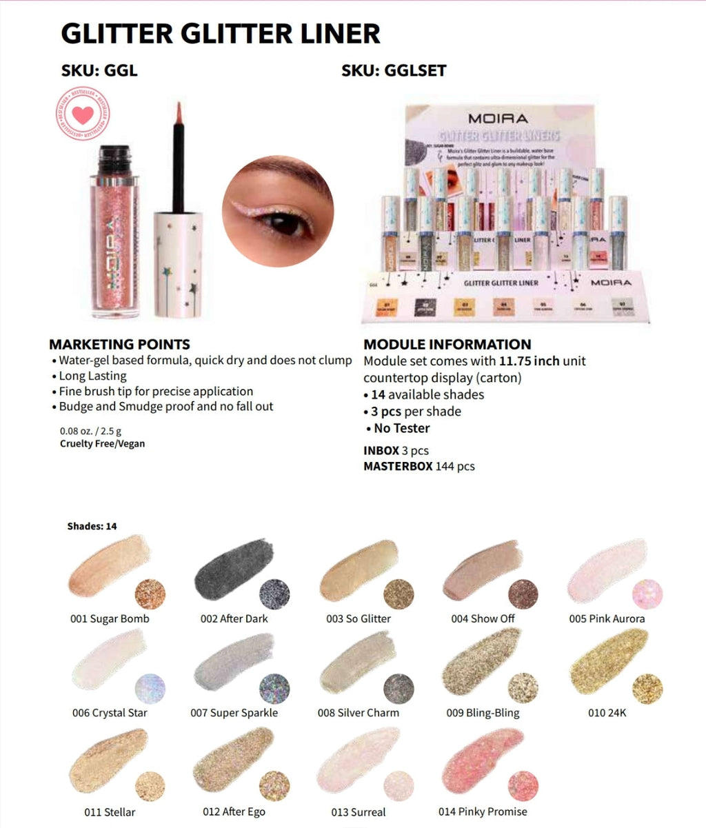 MOIRA Glitter Glitter Liner w/Display 42pcs Display