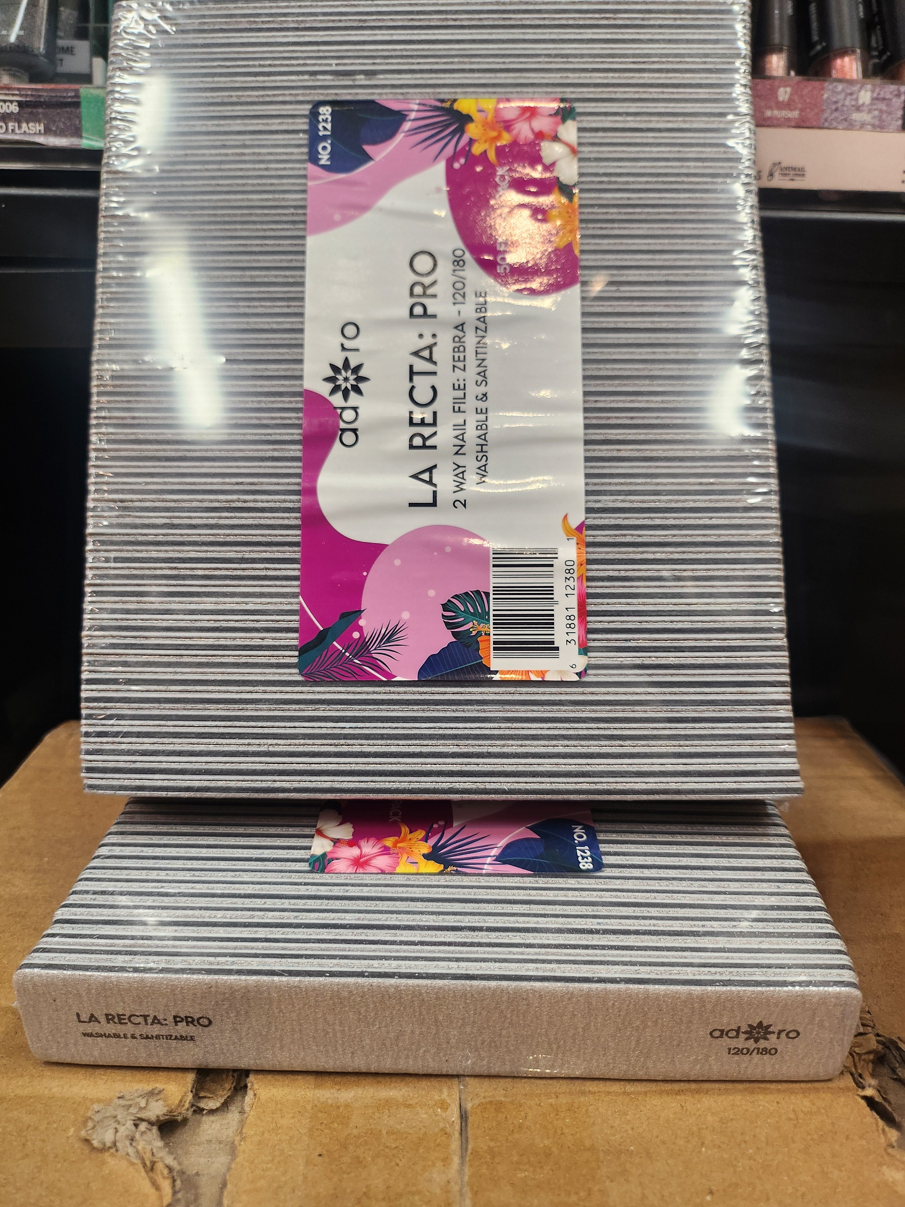 ADORO 2 Way Nail File Zebra 120/180 - LA RECTA - 50files pack