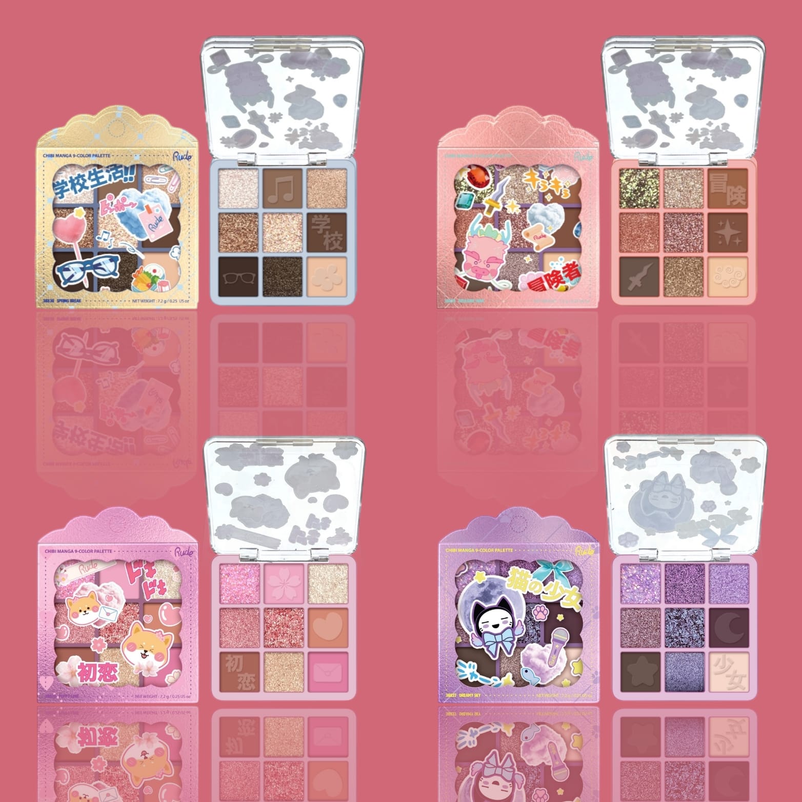 RUDE Chibi Manga Shadow Palette w/ Display 48pcs Display + Tester free
