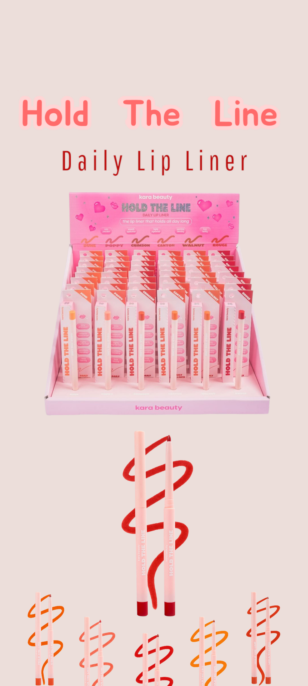KARA BEAUTY Hold The Line Lip Liner / 48pcs Display + Tester free