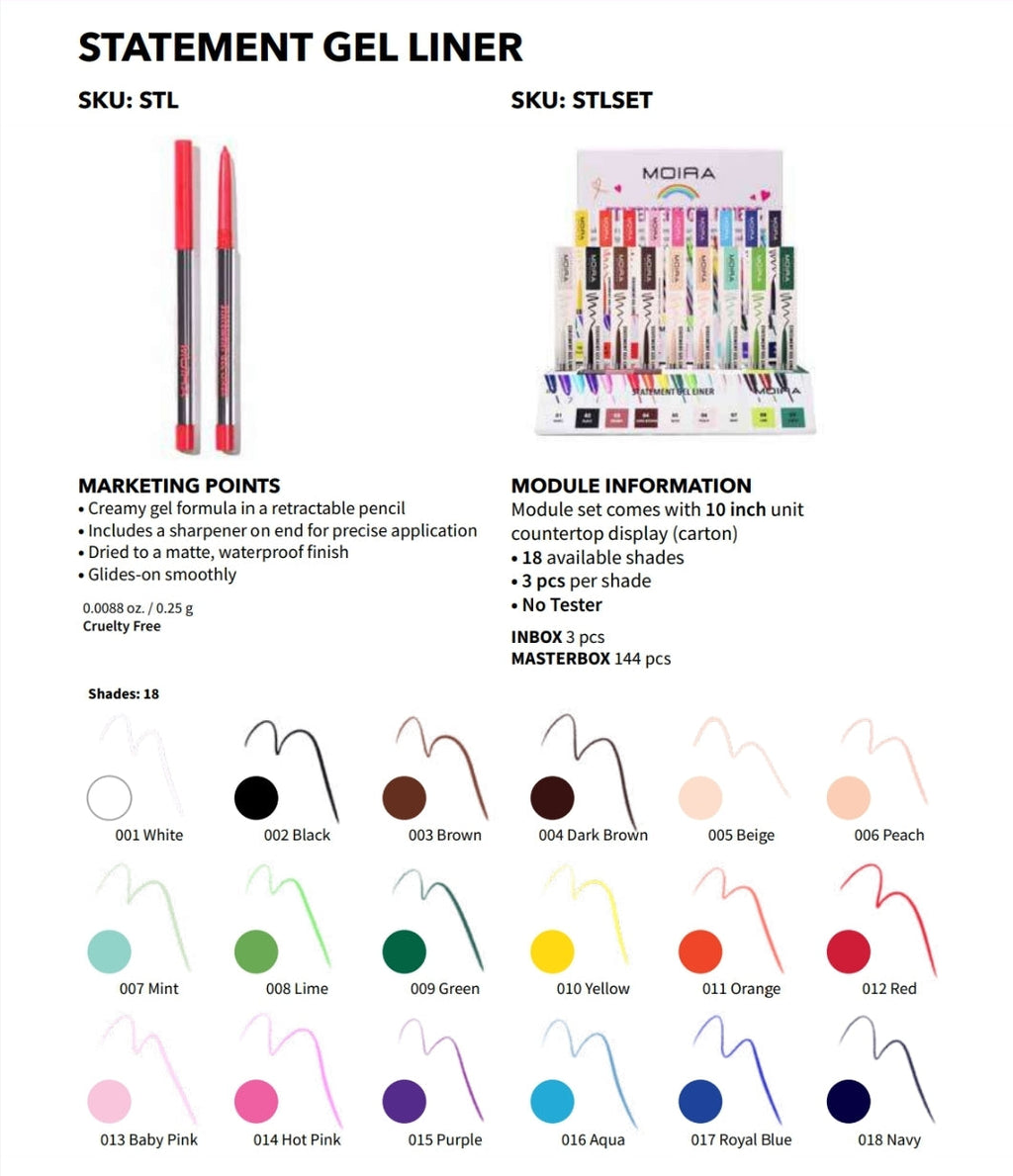 MOIRA Statement Gel Liner w/ Display  | 54pcs Display