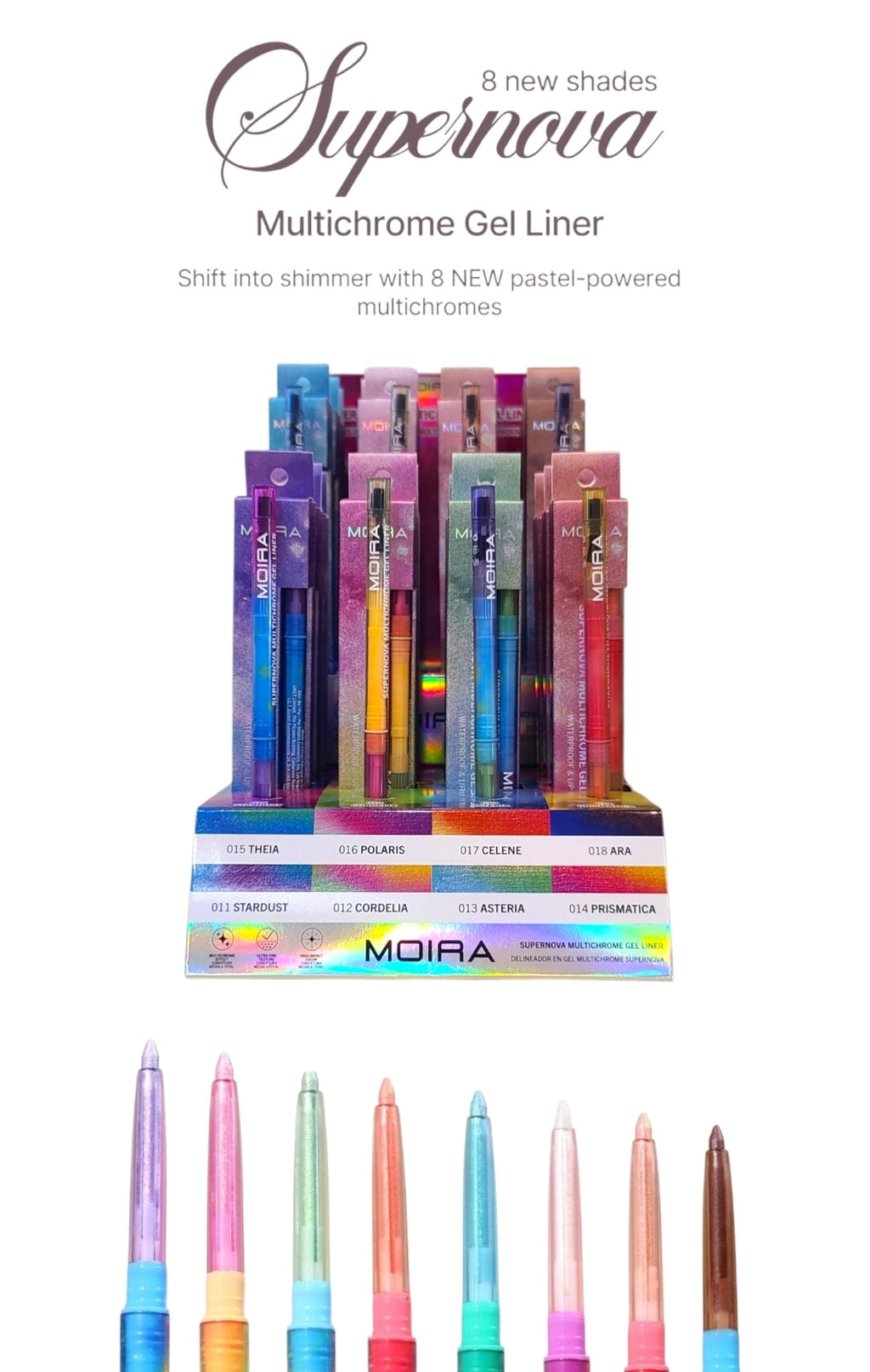 MOIRA SuperNova Multichrome Gel Liner  w/Display / 24pcs Display + Tester